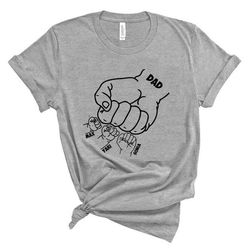 fathers day family fist bump shirt, personalized dad raised fist hand fathers day, fathers day gift shirt, funny dad shi