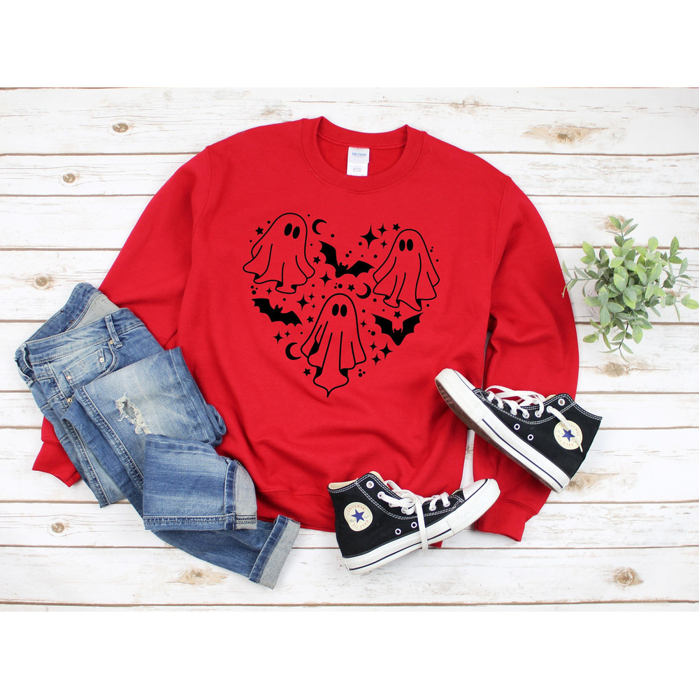 Halloween Heart Sweatshirt, Ghost Sweatshirt, Halloween Pumpkin Sweatshirt, Spooky Vibes Sweatshirt, Halloween Gift, Scary Sweatshirt.jpg