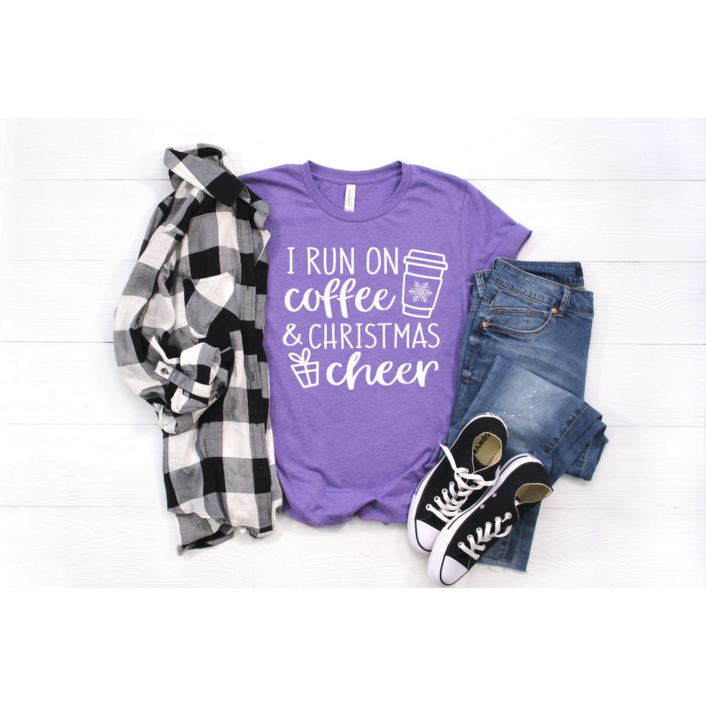 I run on coffee and Christmas Cheer Shirt, Funny Christmas Shirt, Christmas Shirt, Christmas Gift for her, Christmas Gift, I run on coffee.jpg