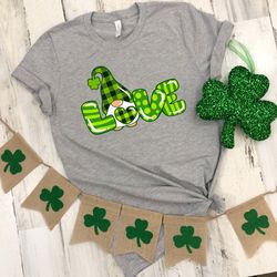 love gnome patrick day shirt, patrick day shirt, st patricks day shirt, shamrock lucky, four leaf clover, shamrock, iris