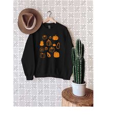 pumpkins sweatshirt, women fall fashion sweater, autumn vibes, fall leaves sweatshirt, fall hoodies, thanksgiving gifts