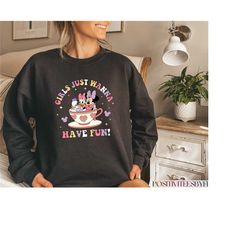 girls just wanna have fun sweatshirt, disney minnie daisy summer sweater, disney summer tee, disney besties shirt, minni