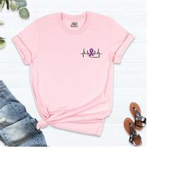 epilepsy awareness shirt, pocket heartbeat epilepsy shirt, wear purple tee, epilepsy warrior shirt, purple ribbon t-shir