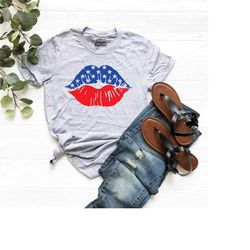 usa flag lips shirt, 4th of july shirt, patriotic shirt,  america love t-shirt, america shirt, usa flag shirt american f