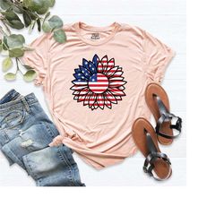 usa flag sunflower shirt, sunflower shirt, american flag shirt, 4th of july shirt, america shirt, patriotic shirt, usa f