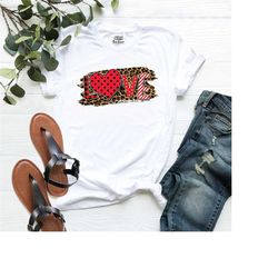 buffalo plaid heart valentines day shirt, leopard print love heart shirt, valentines day shirt, hearts love shirt, cute