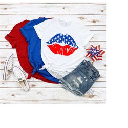 lips shirt, 4th of july shirt, 4th of july, lips and stars shirt, 4th of july lip shirt, stars and stripes unisex shirt,