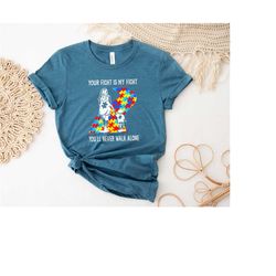 your fight is my fight you'll never walk alone shirt, autism shirt, autism mom shirt, proud mom shirt, autism puzzle shi