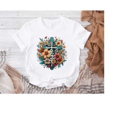 faith shirt, faith cross shirt, christian gift, faith gift, christian shirts , love and grace shirt, floral faith cross