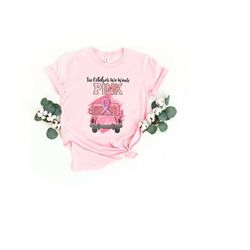 in october we wear pink shirt, pink ribbon shirt, pink truck shirt, cancer awareness shirt, cancer fighter shirt, cancer
