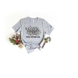 i'm fine everything is fine sweatshirt, christmas sweatshirt, christmas lights shirt, funny christmas tee, christmas gif