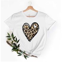 leopard print heat shirt, leopard heart shirt, heart shirt, doodle heart shirt, love shirt, valentines day shirt, valent
