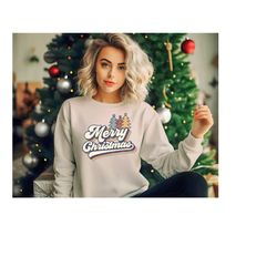 retro christmas tree family pajama top, christmas tree shirt, christmas sweatshirt, christmas matching shirts for family