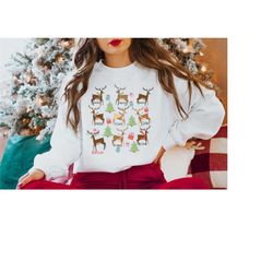 christmas reindeer sweatshirt, family christmas reindeer matching shirt, family christmas pajama matching top, christmas