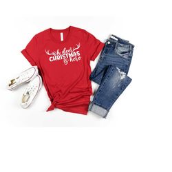 oh deer christmas is here shirt, christmas sweatshirt, christmas deer shirt, christmas party shirt, christmas gift, cute