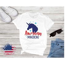 american magical t-shirt, 4th of july tee, independence day shirt, unicorn shirt, love america tee, 4th of july tee, red