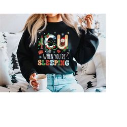 icu nurse sleeping sweatshirt, christmas icu nurse shirt, icu crew funny nicu picu nurse tech shirt, intensive care unit