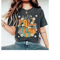 hello fall pumpkin shirt, happy fall shirt, women's fall shirt, hello fall, pumpkin shirt, football season, spooky seaso