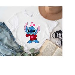 stitch heart valentine shirt, disney characters valentine shirt, valentine's day shirt, disney valentine matching tee, s