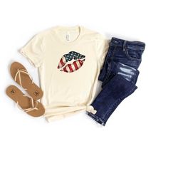 retro american flag lips shirt, patriotic lips sweatshirt hoodie, kisses shirt, 4th of july shirt, merica shirt