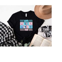 disney lilo and stitch love you shirt, checkered stitch love you shirt sweatshirt hoodie, lilo and stitch tee, disney tr