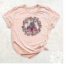 disney magic kingdom castle shirt, magical vacation tee, magic kingdom floral spring shirt, princess castle tee,disney m