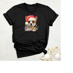 christmas corgi shirt, corgi christmas tree lights shirt, funny christmas dog shirt, christmas party shirt, corgi mom sh