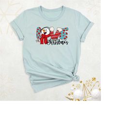 love christmas snowman shirt, snowman tee, christmas holiday shirt, winter time tee, snowman family xmas vacation shirt,