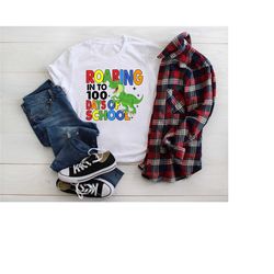 roaring in to 100 days of school shirt, back to school shirt, teacher shirt, school shirt, 100 day of school shirt, funn
