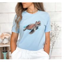 floral sea turtle shirt, animal shirt, animal lover shirt, turtle shirt, gift for animal lover, love turtle shirt ,cute