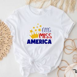 little miss america t-shirt, 4th of july shirt, 4th of july kids shirt, independence day shirt, 4th of july tshirt, retr