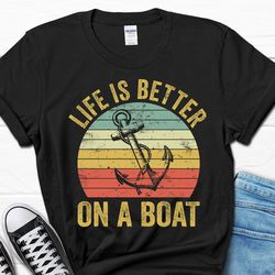 father's day boating shirt, pontoon sailing dad shirt, boating shirt for husband, retro men's sailing gift, funny pontoo