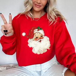 retro santa sweatshirt, vintage santa sweatshirt, retro christmas santa, holiday clothing holiday, christmas sweatshirt