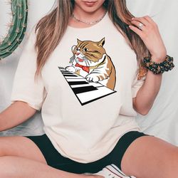 cat playing piano shirt, cat music tshirt, music teacher gift tshirt, cat lover tee, funny piano tshirt