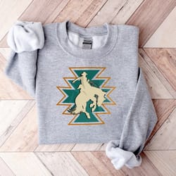 aztec western sweatshirt, cowboy vintage graphic sweater, country girl hoodie, boho tribal design sweatshirt, rodeo swea