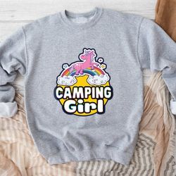 camping girl sweatshirt, happy camper sweatshirt, nature lover gift, campfire sweatshirt, camping lover, gift for camper