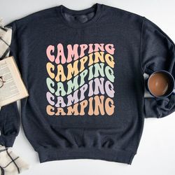 camping sweatshirt, retro style camping sweatshirt, camper sweatshirt, marshmallow gift, gift for camper, nature lover g