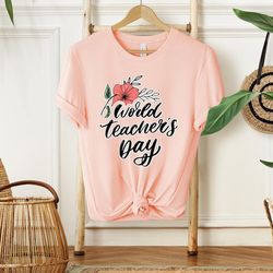 world teacher's shirt, teach shirt, teacher v-neck shirts, cute shirt for teachers, teacher gift, future teacher shirt,