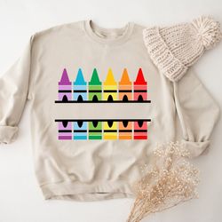 crayon name sweatshirt, crayon teacher sweatshirt, personalized teacher sweatshirt, teacher appreciation gift, cu
