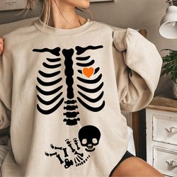 skeleton halloween maternity sweatshirt, funny pregnancy announcement sweat 2023, pregnant women costume, fall new mom s