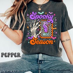 spooky season on tee, spooky vibes, halloween vibes tee, skeleton shirt, halloween town, cute halloween shirt,spooky sea