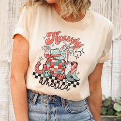 4th of july shirt, howdy american shirt, usa shirt, western shirt, retro american shirt, western graphic tee, red white