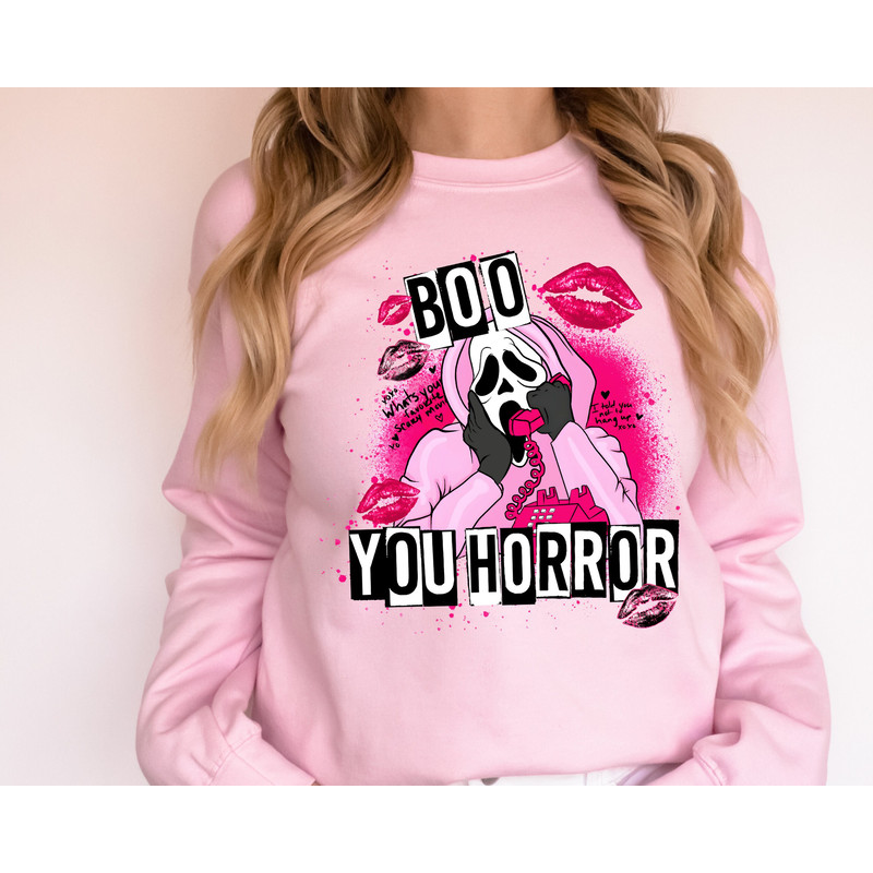 Boo You Horror Sweatshirt, Mean Girls Halloween Sweatshirt, Spooky Sweatshirt, Horror Bleached Sweatshirt, Horror movie Sweatshirt.jpg
