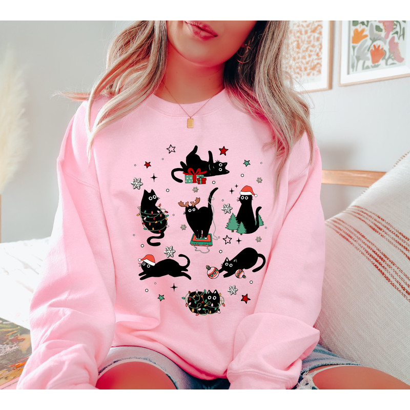 Christmas Cat Sweatshirt, Christmas Sweatshirt, Black Cat Christmas Shirt, Cat Christmas Shirt, Cat Mom Sweatshirt, Cat Lover Gift,Xmas Gift.jpg