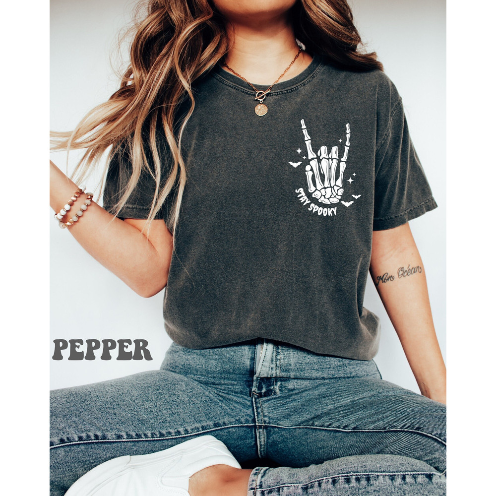 Cute Stay Spooky Skeleton Hands Shirt, Halloween Shirt, Funny Halloween Outfit, Fall Tee, Skull Shirt, Spooky Season, Stay Spooky Shirt.jpg