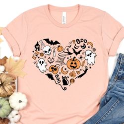 doodles heart halloween shirt, doodles  pumpkin shirt, funny halloween shirt, fall party shirt, doodles shirt, spooky se