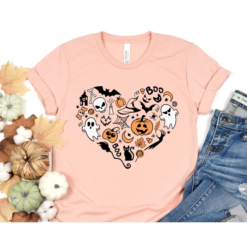 Doodles Heart Halloween Shirt, Doodles Pumpkin Shirt, Funny Halloween Shirt, Fall Party Shirt, Doodles Shirt, Spooky Season, Scary Shirt.jpg
