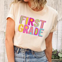 first grade shirt, hello first grade shirt, back to school shirt, hello first grade rainbow shirt, first grade teacher s