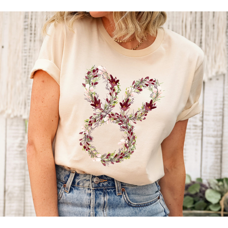 Floral Easter Bunny Shirt, Bunny Shirt, Cute Easter Bunny T-Shirt, Happy Easter, Shirt with Bunnies, Easter Gift, Happy Easter T-Shirt.jpg