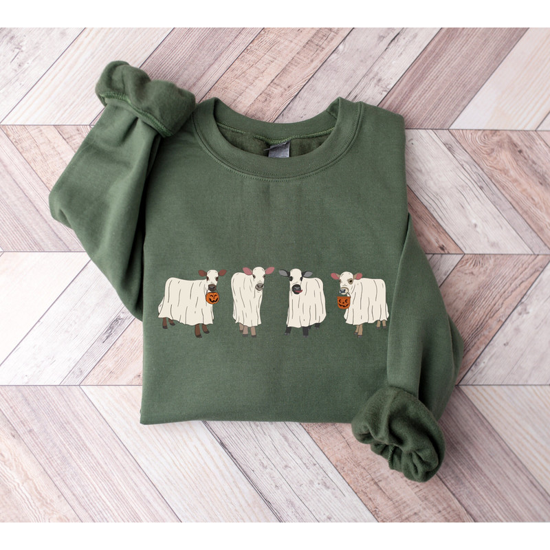 Ghost Cows Sweatshirt, Halloween Sweatshirt, Halloween Hoodie, Ghost Shirt, Cow Lover Gift, Funny Halloween, Fall Shirt, Halloween Sweater.jpg